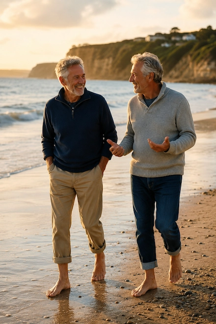 Two directors walking on a beach after resolving their personal liability